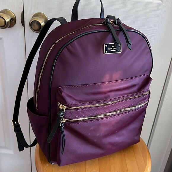 Kate Spade Large Nylon Laptop Backpack In Burgundy - Picture 2 of 14